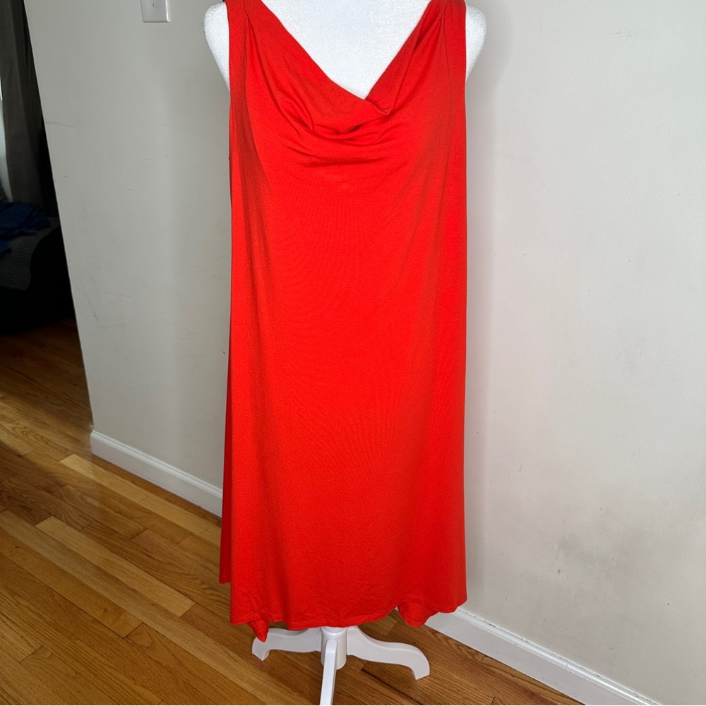 Eileen Fisher Viscose Jersey Sleeveless Cowl Neck Dress Firefly Size P Medium